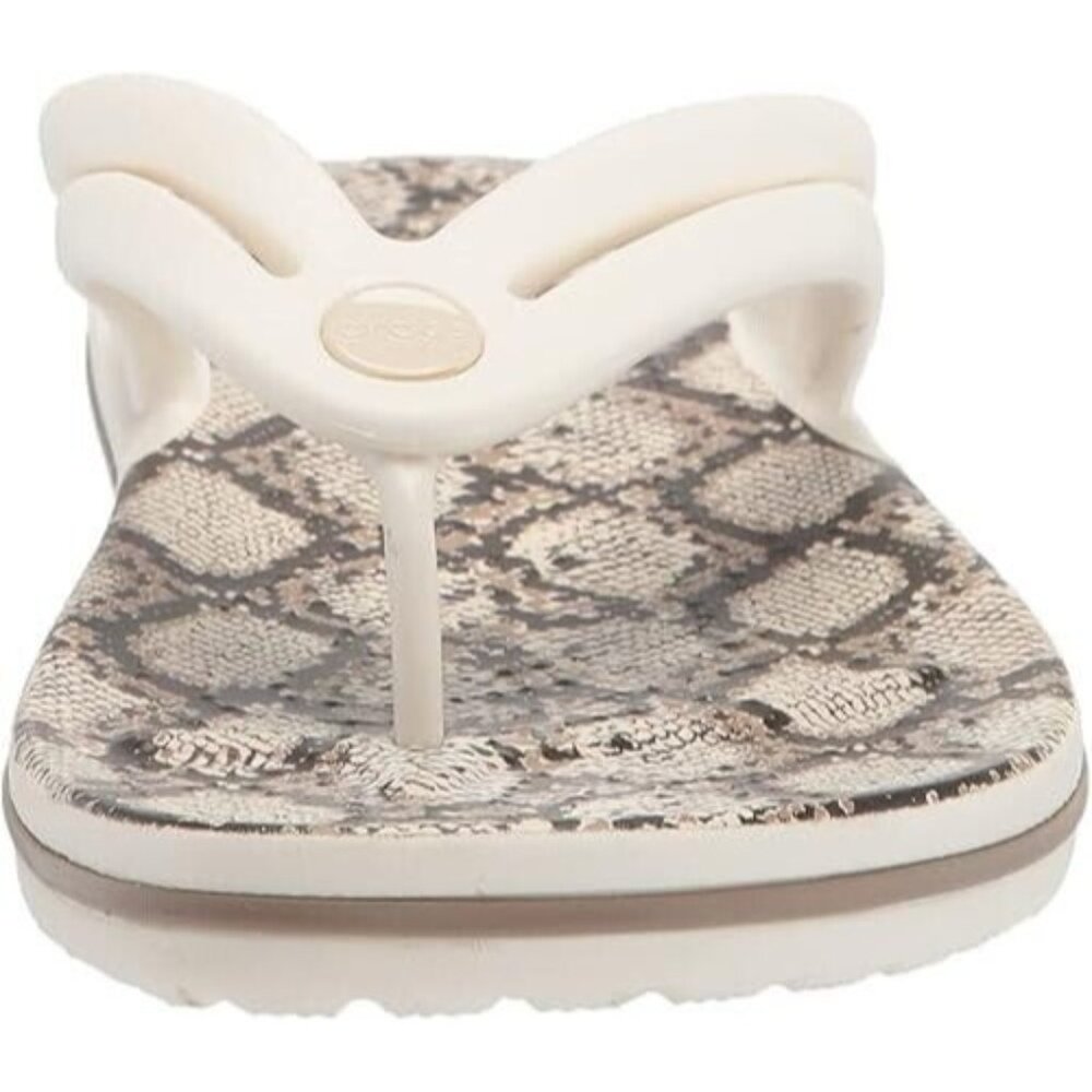 Crocs Crocband Snake Print Women's Flip-Flop Oyster/Mushroom Relax Fit Size 5 - Picture 9 of 16